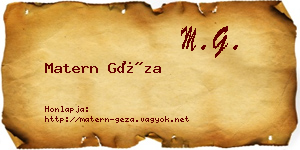 Matern Géza névjegykártya