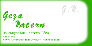 geza matern business card