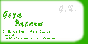 geza matern business card